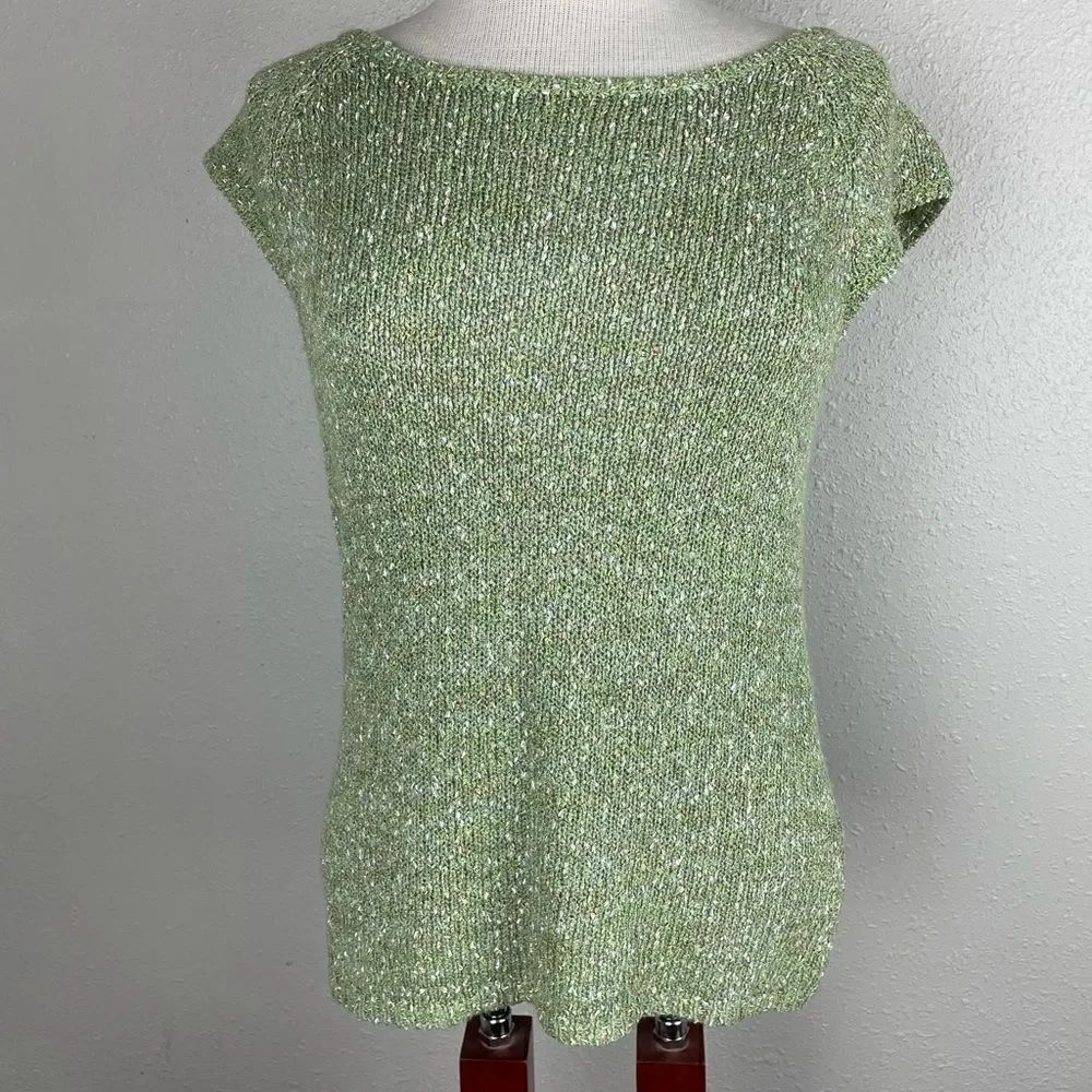 NWT Evan Picone Green Sleeveless Sweater Top
